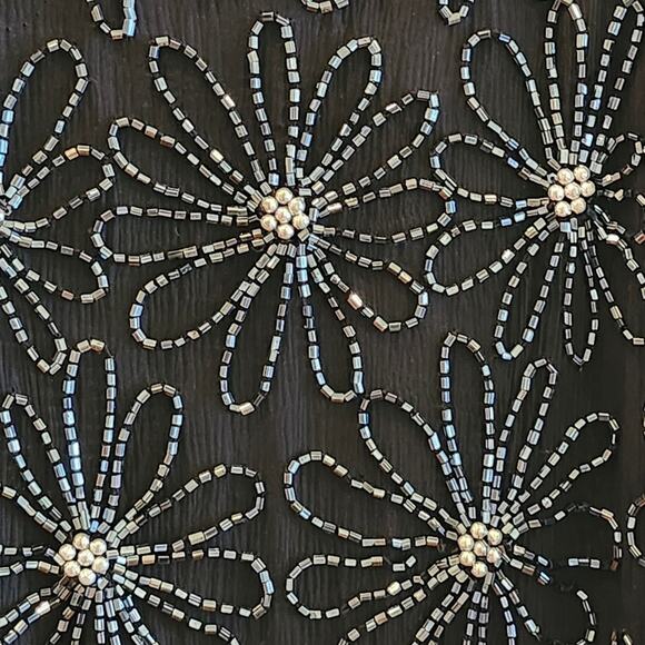 Black Hand Beaded Formal Gown with Iridescent Beads and Pearls Size 2 - Picture 7 of 12